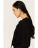 Image #2 - Tempted Women's Crochet Long Sleeve Top, Black, hi-res