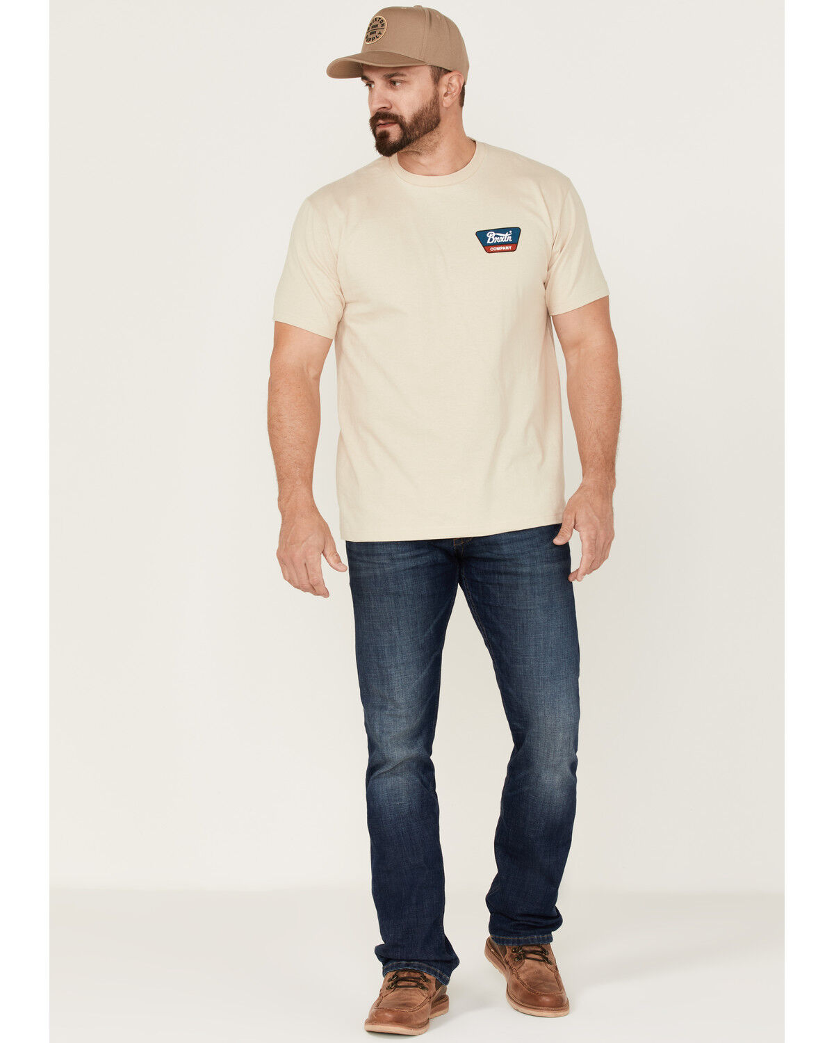 Image #2 - Brixton Men's Linwood Logo Graphic Standard T-Shirt, Cream, hi-res