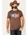 Moonshine Spirit Men's 120 Proof USA Graphic Short Sleeve T-Shirt , Distressed Brown, hi-res