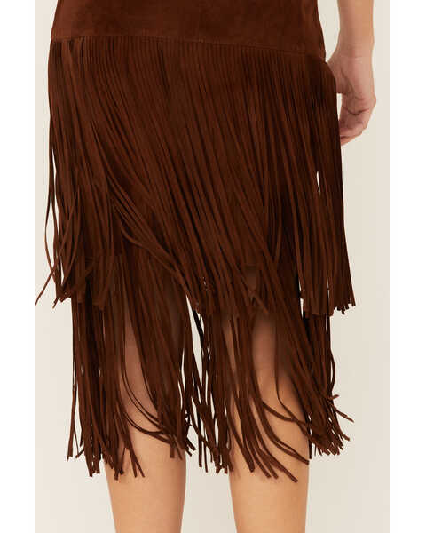 Image #3 - Stetson Women's Brown Fringe Suede Skirt, Brown, hi-res