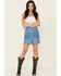 Understated Leather Women's Turquoise Fringe Peace Skirt, Turquoise, hi-res
