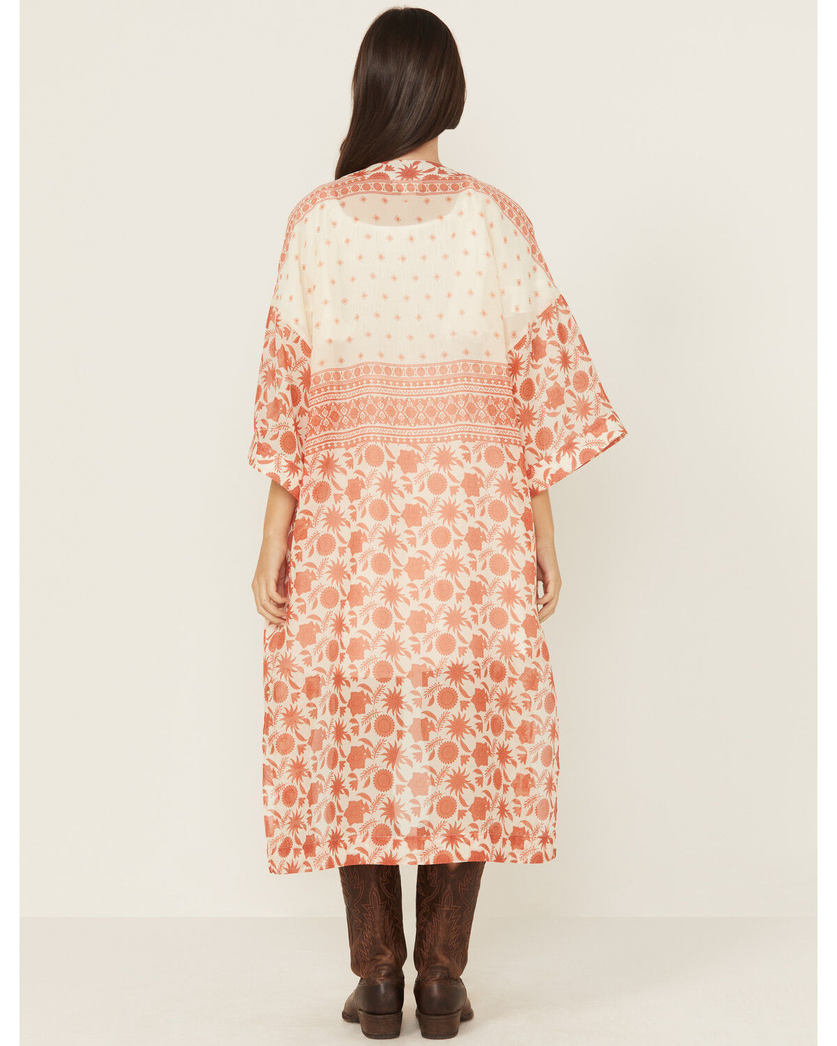 Image #4 - Ariat Women's Floral Print Kimono, Brown, hi-res