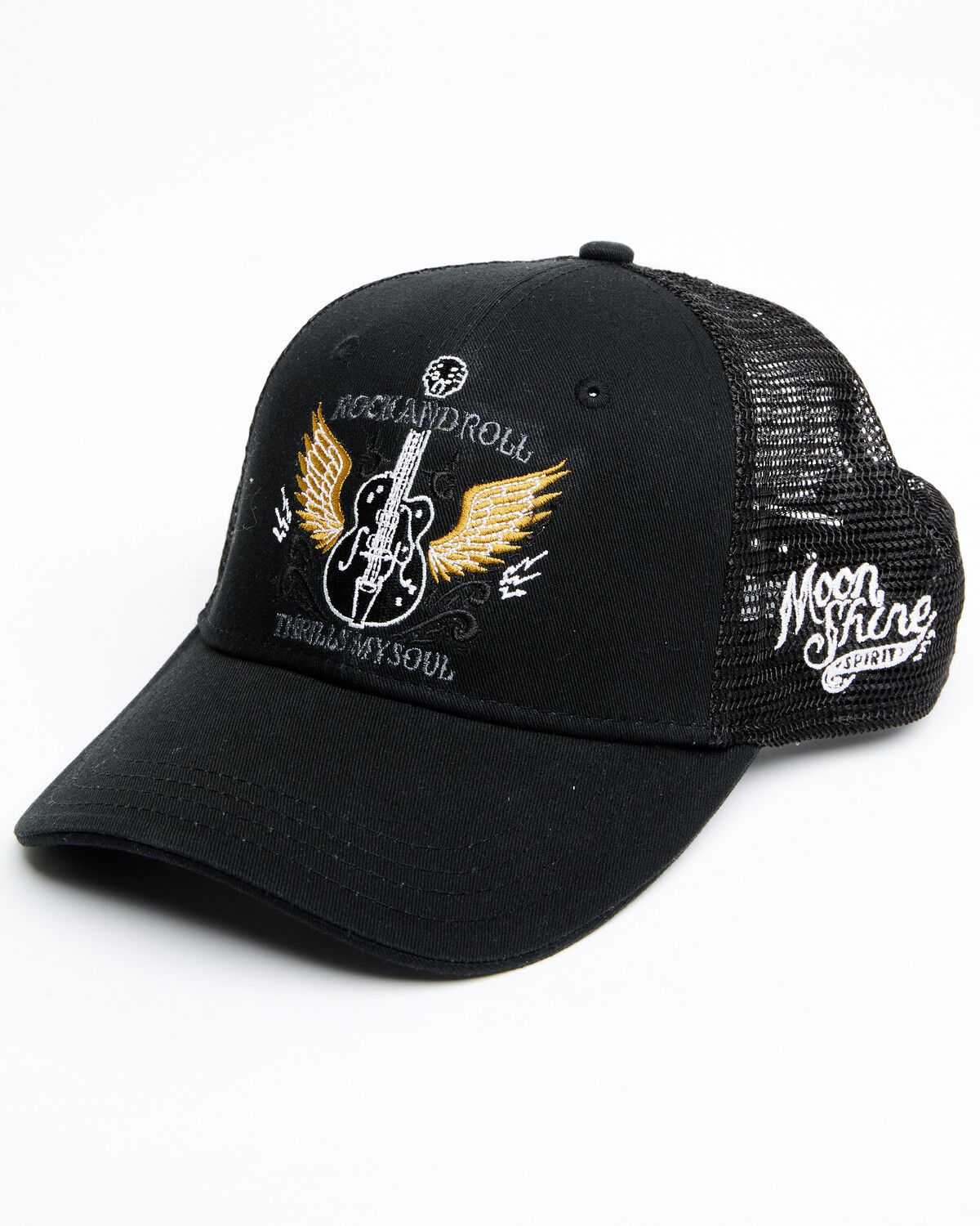 Image #1 - Moonshine Spirit Men's Guitar Wings Patch Mesh-Back Ball Cap, Black, hi-res