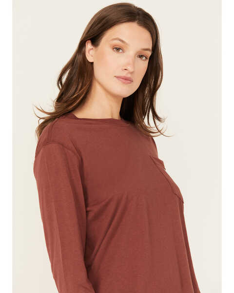 Image #2 - Carhartt Women's Loose Fit Lightweight Long Sleeve Pocket T-Shirt, Dark Brown, hi-res