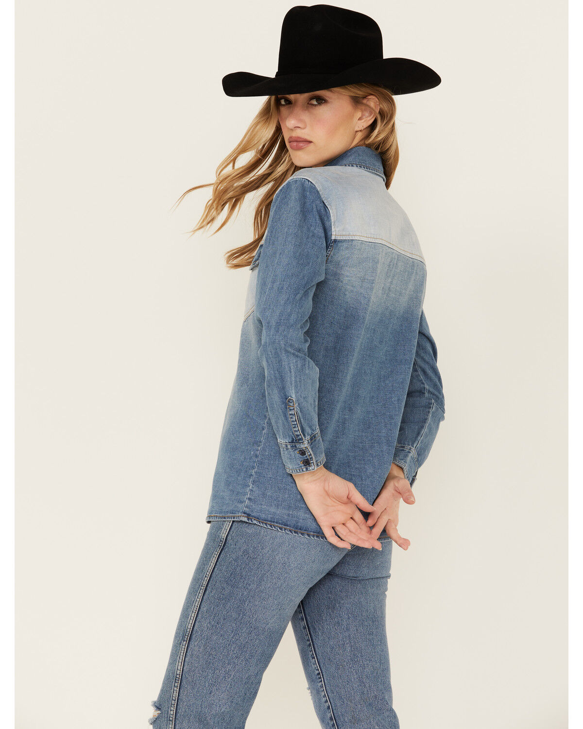 Image #3 - Cleo + Wolf Women's Oversized Denim Shirt, , hi-res