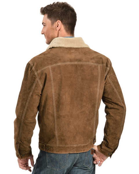 Image #3 - Scully Men's Sherpa Lined Boar Suede Jacket, Brown, hi-res