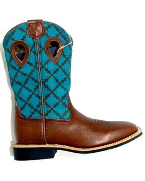 Image #1 - Twisted X Boys' Top Hand Western Boots - Broad Square Toe, Turquoise, hi-res