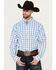 Image #1 - George Strait By Wrangler Men's Plaid Print Long Sleeve Button-Down Stretch Western Shirt  - Tall , White, hi-res