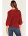 Image #4 - By Together Women's Striped Short Sleeve Button-Down Sweater, Red, hi-res