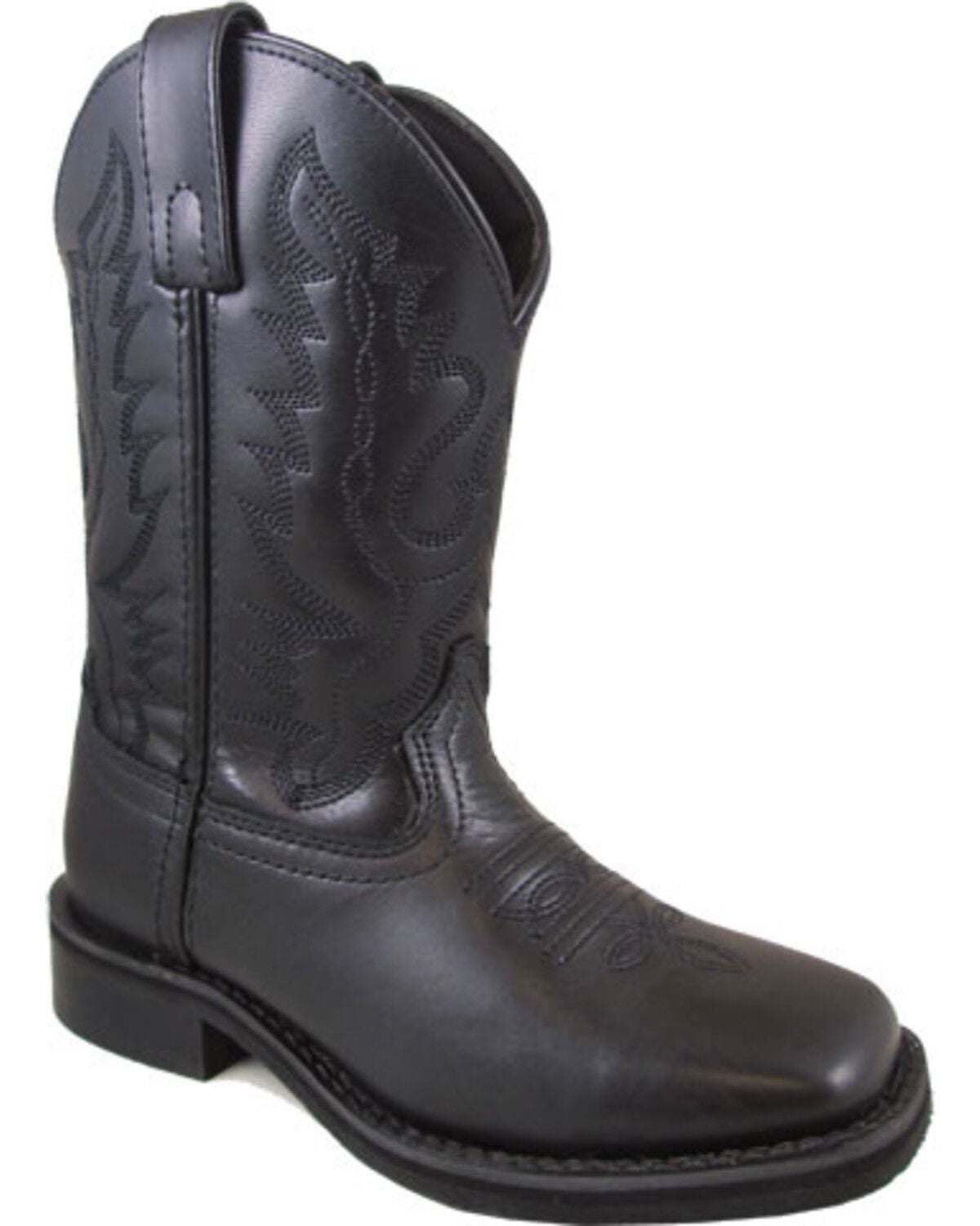 Smoky Mountain Boys' Outlaw Leather Western Boots - Square Toe, Black, hi-res