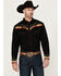 Image #1 - Scully Men's Music Note Flame Embroidered Long Sleeve Snap Western Shirt, Black, hi-res