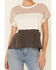 Image #3 - Wishlist Women's Wide Stripe Colorblock Dolman Short Sleeve Top , Taupe, hi-res