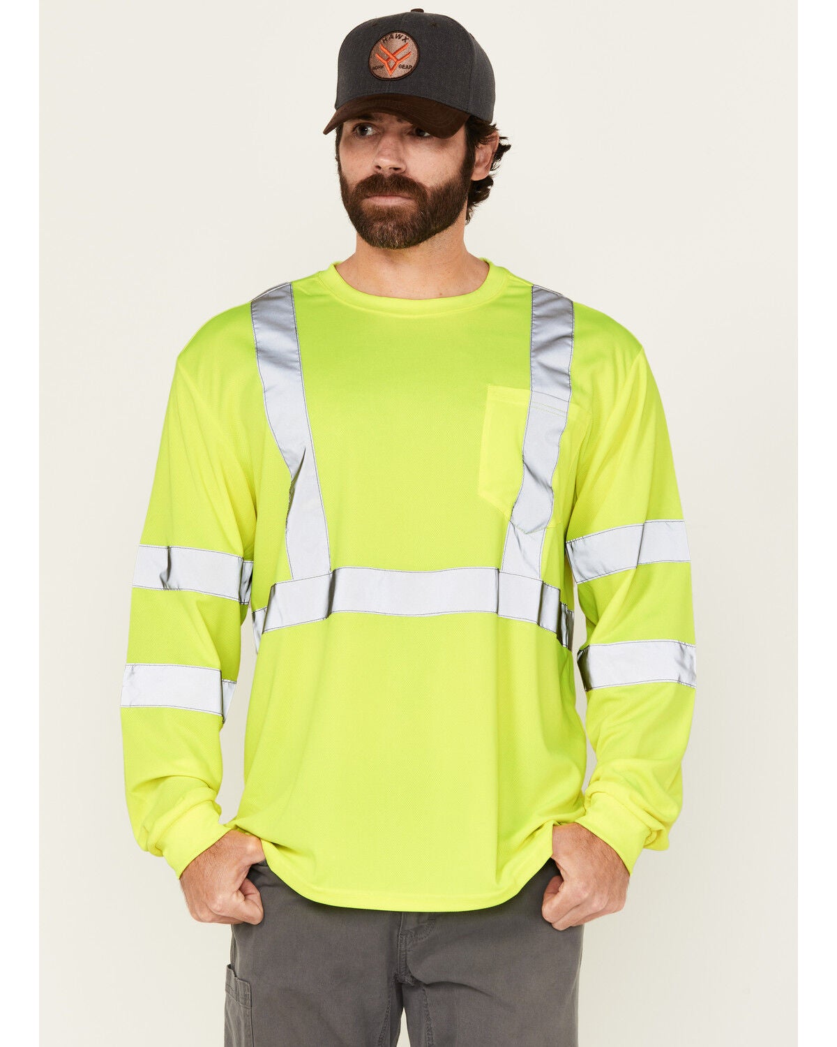 Hawx Men's Reflective Long Sleeve Work T-Shirt, Yellow, hi-res