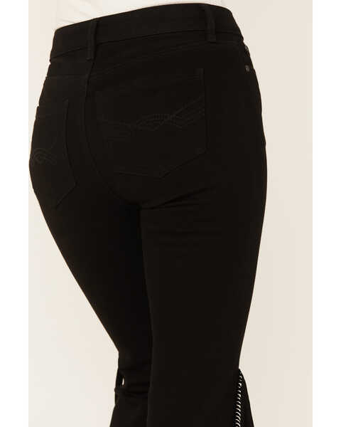 Image #4 - Idyllwind Women's Danby Drive Rebel Mid Rise Suede Fringe Comfort Stretch Denim Jeans, Black, hi-res