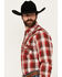 Image #2 - Rock 47 by Wrangler Men's Plaid Print Long Sleeve Snap Western Shirt, Red, hi-res