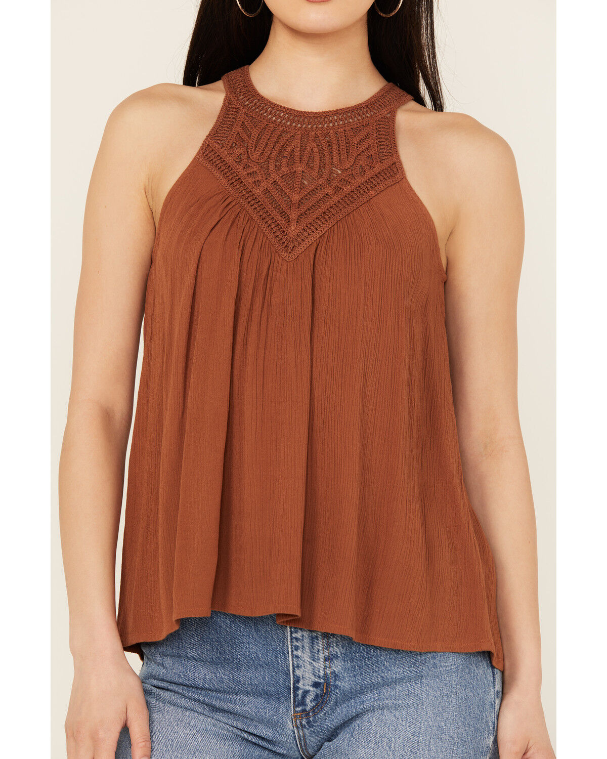 Image #3 - Shyanne Women's Crochet Halter Tank Top, Caramel, hi-res