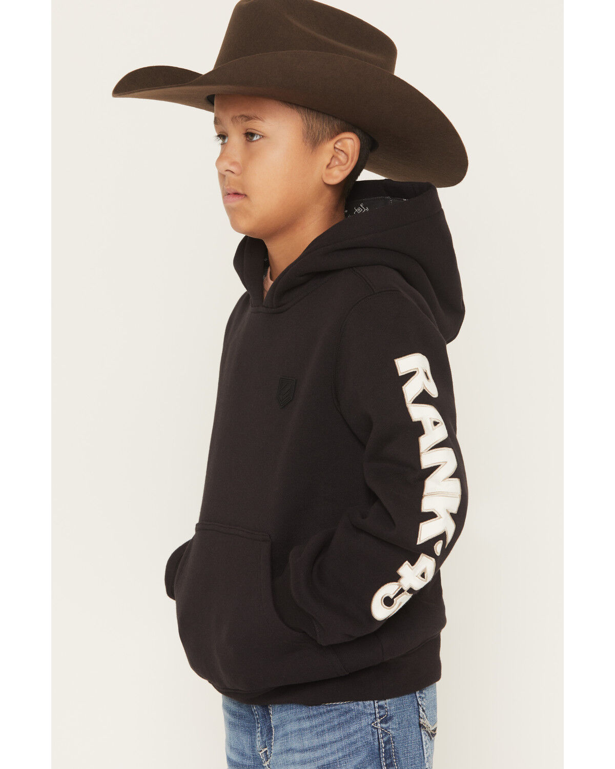 Image #3 - RANK 45® Boys' Solid Flank Hooded Sweatshirt, Black, hi-res
