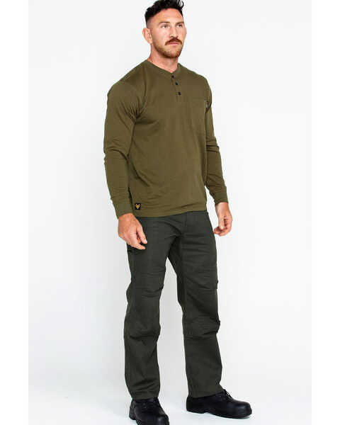 Image #6 - Hawx Men's Pocket Henley Work Shirt - Big & Tall , Olive, hi-res