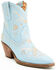 Dingo Women's Primrose Embroidered Leather Western Fashion Booties - Snip Toe , Blue, hi-res