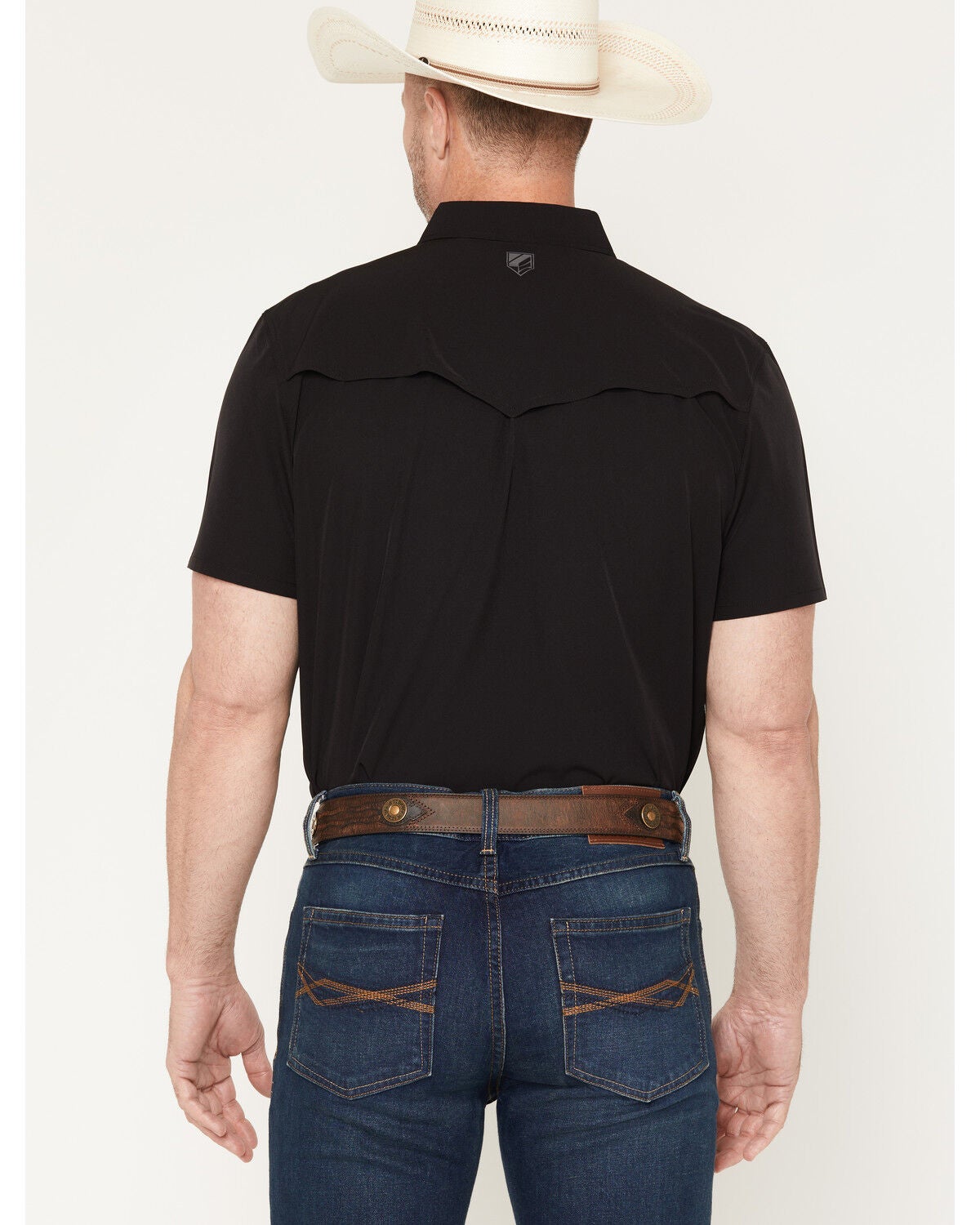 Image #4 - RANK 45&reg; Men's Ridge Solid RODEOTEK&trade; 2.0 Short Sleeve Snap Western Shirt, Black, hi-res