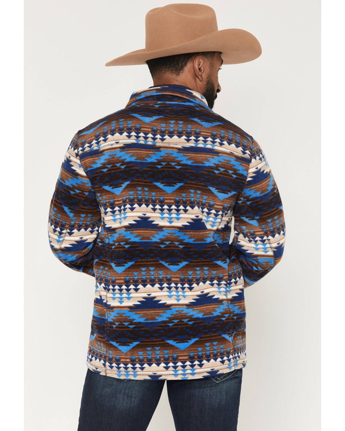 Image #4 - Rock & Roll Denim Men's Boot Barn Exclusive Southwestern Print 1/4 Zip Pullover, Blue, hi-res
