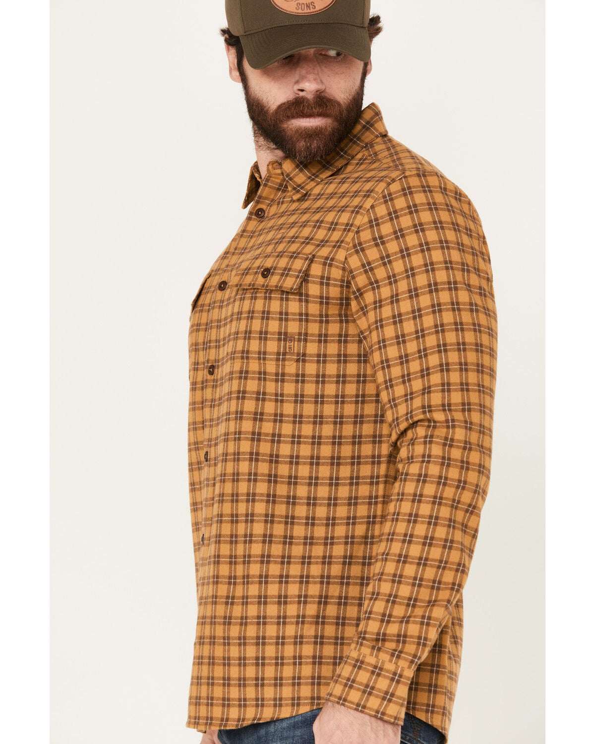 Image #2 - Brothers and Sons Men's Borden Everyday Plaid Print Long Sleeve Button-Down Flannel Shirt, Dark Yellow, hi-res