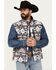 Image #1 - Hooey Men's Southwestern Print Softshell Vest , Grey, hi-res
