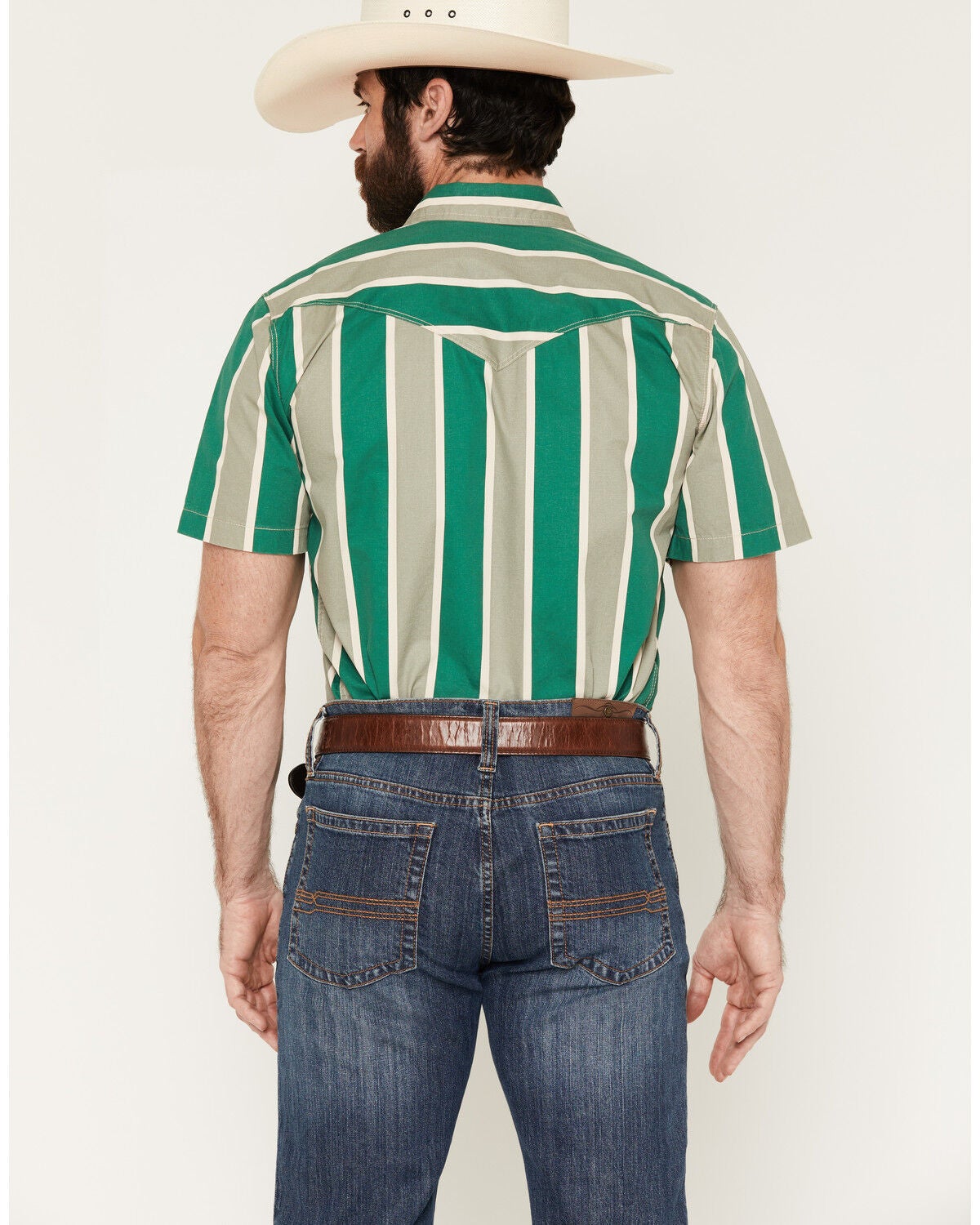 Image #4 - Kimes Ranch Men's Stoppy Stripe Print Short Sleeve Button-Down Western Shirt, Green, hi-res