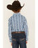 Image #4 - Wrangler Boys' Checotah Striped Long Sleeve Pearl Snap Western Shirt, Blue, hi-res