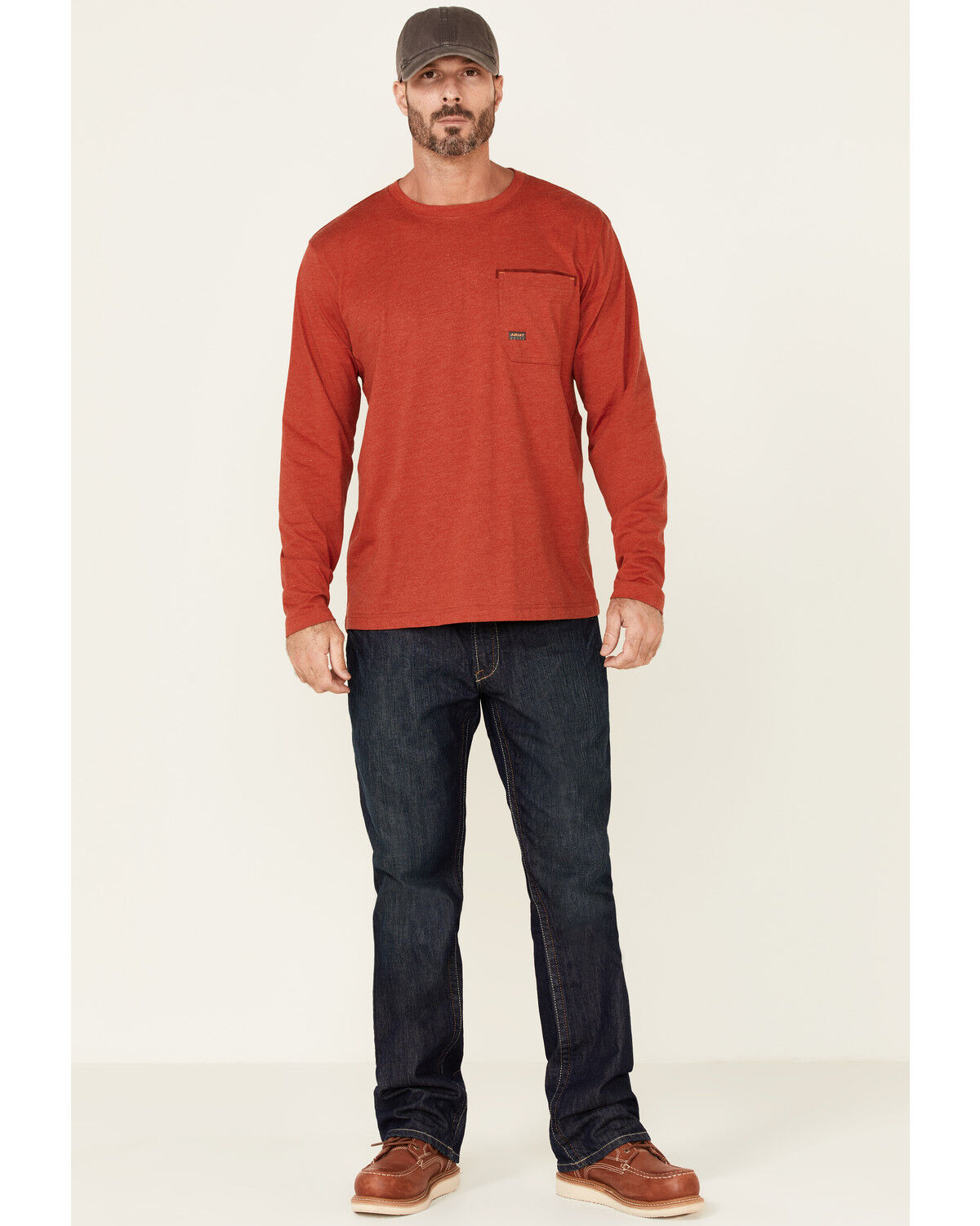 Image #2 - Ariat Men's Rebar Workman Alloy Flag Graphic Long Sleeve Work Pocket T-Shirt, Red, hi-res