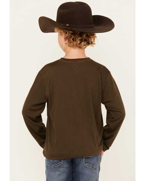 Image #4 - Cowboy Hardware Boys' Embroidered Flag Skull Long Sleeve Premium T-Shirt , Hunter Green, hi-res