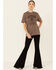 Ali Dee Women's Heather Brown Howdywood Graphic Short Sleeve Tee , Brown, hi-res