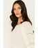 Image #2 - Jolt Women's Lace Trim Peasant Top, Ivory, hi-res