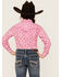 Image #4 - Cowgirl Hardware Girls' Diamond Southwestern Print Long Sleeve Snap Western Shirt , Pink, hi-res