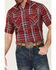 Image #6 - Ely Walker Men's Plaid Print Short Sleeve Pearl Snap Western Shirt, Red, hi-res