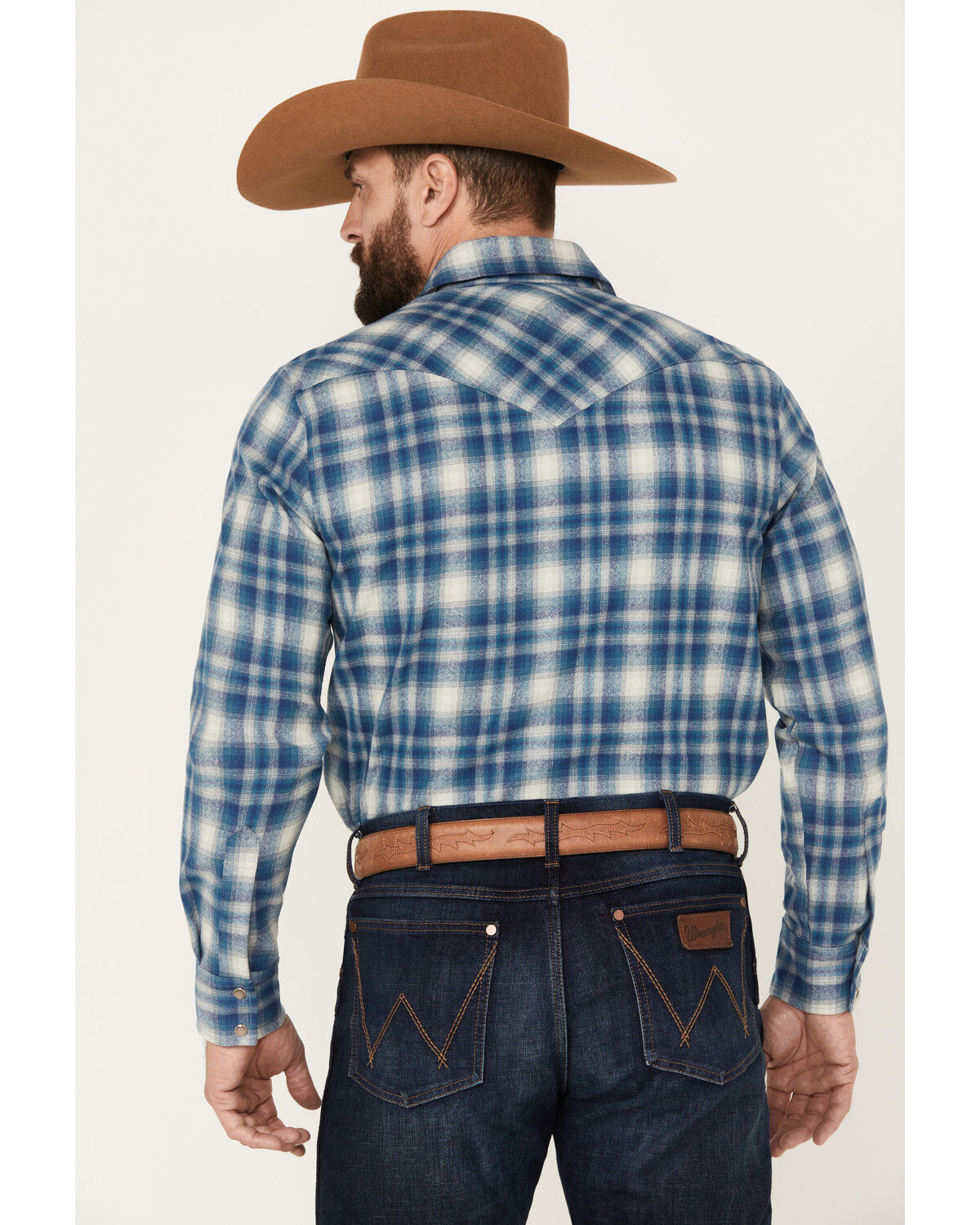 Image #4 - Pendleton Men's Canyon Plaid Print Long Sleeve Western Snap Shirt, Blue, hi-res