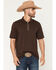 Image #1 - RANK 45&reg; Men's Rigged Solid Zipper Polo, Brown, hi-res