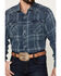 Image #3 - Wrangler Retro Men's Plaid Long Sleeve Western Snap Shirt, Indigo, hi-res