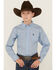 Image #1 - Ariat Boys' Classic Floral Long Sleeve Button-Down Western Shirt, Blue, hi-res