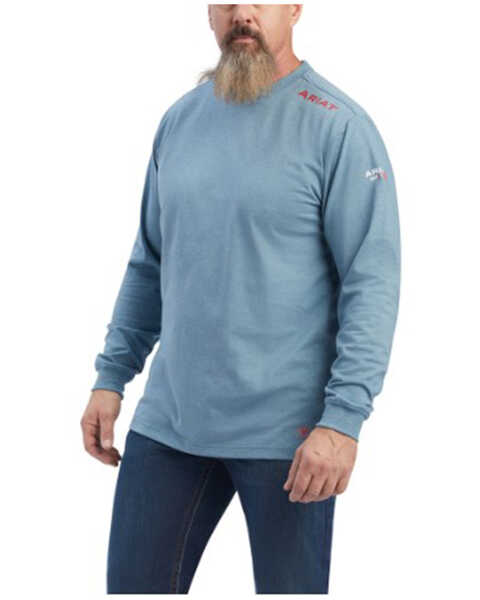 Image #1 - Ariat Men's FR Born For This Long Sleeve Graphic T-Shirt, Steel Blue, hi-res