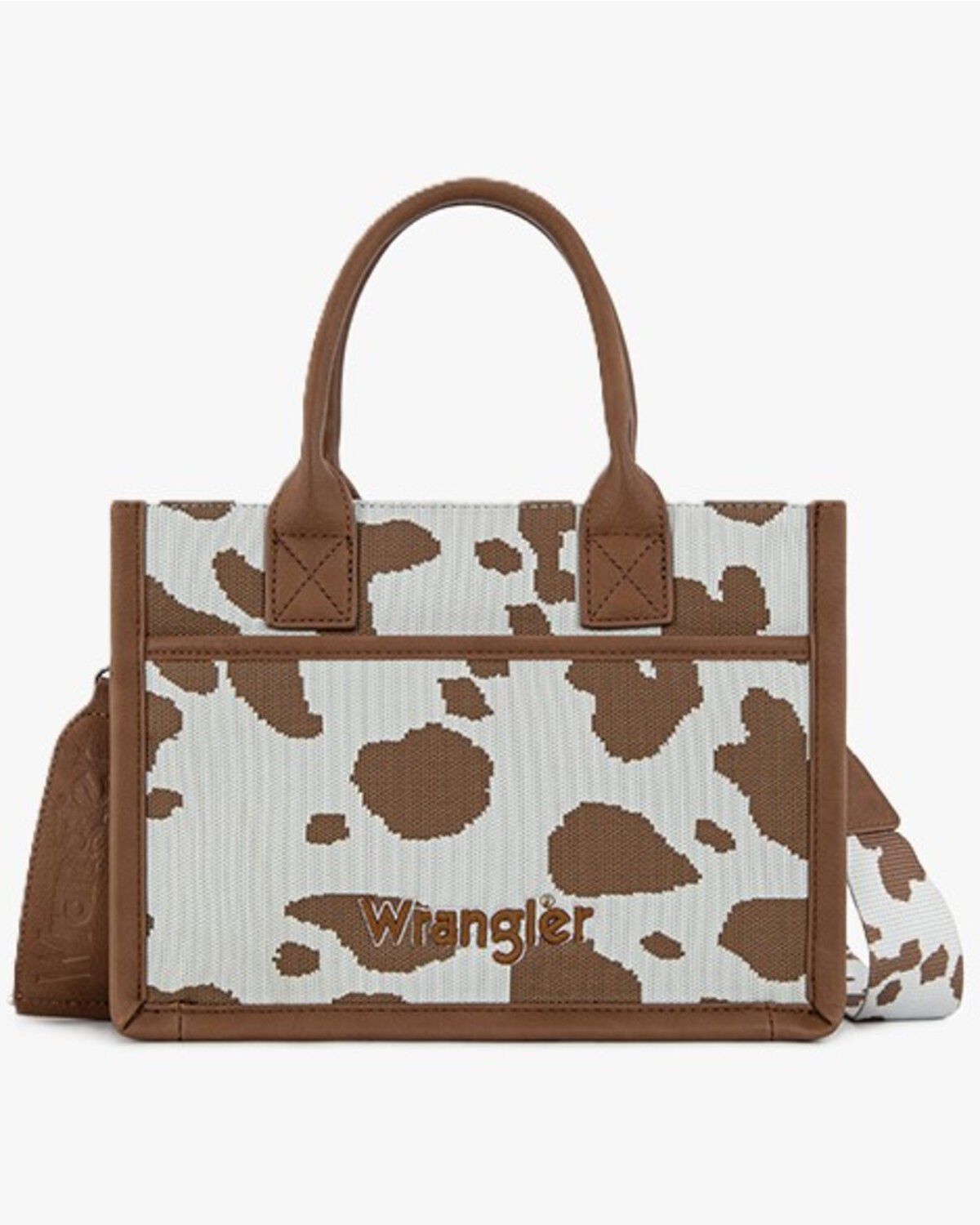 Wrangler Women's Cow Print Crossbody Tote, Brown, hi-res