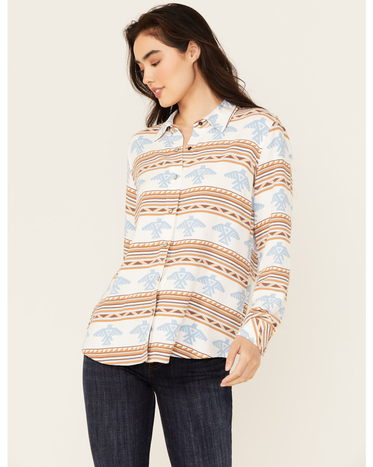 Image #1 - Idyllwind Women's Thunderbird Long Sleeve Snap Western Shirt, Ivory, hi-res