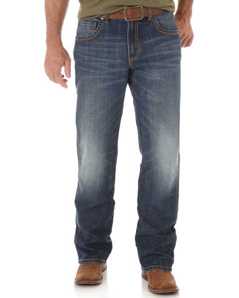Wrangler Retro Men's Medium Wash Low Rise Relaxed Bootcut Jeans, Indigo, hi-res
