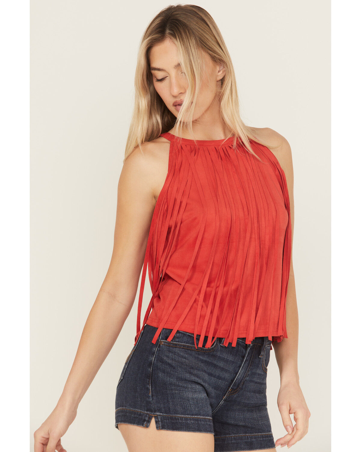 Image #2 - Idyllwind Women's Madie Faux Suede Fringe Tank, Coral, hi-res
