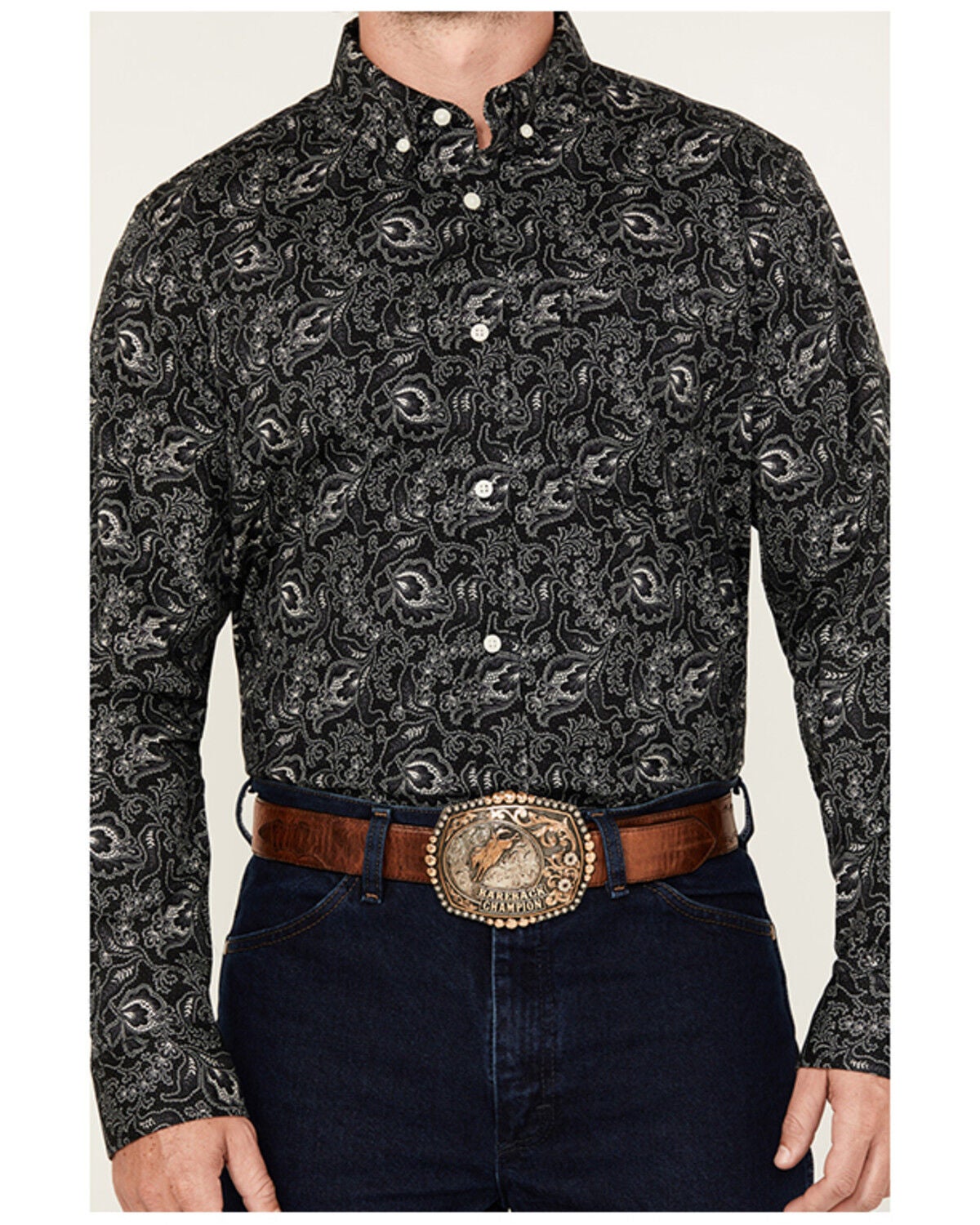 Image #3 - Cody James Men's Parker Paisley Print Long Sleeve Button-Down Stretch Western Shirt - Big, Black, hi-res