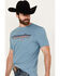 Image #2 - Wrangler Men's American Logo Short Sleeve Graphic T-Shirt, Heather Blue, hi-res