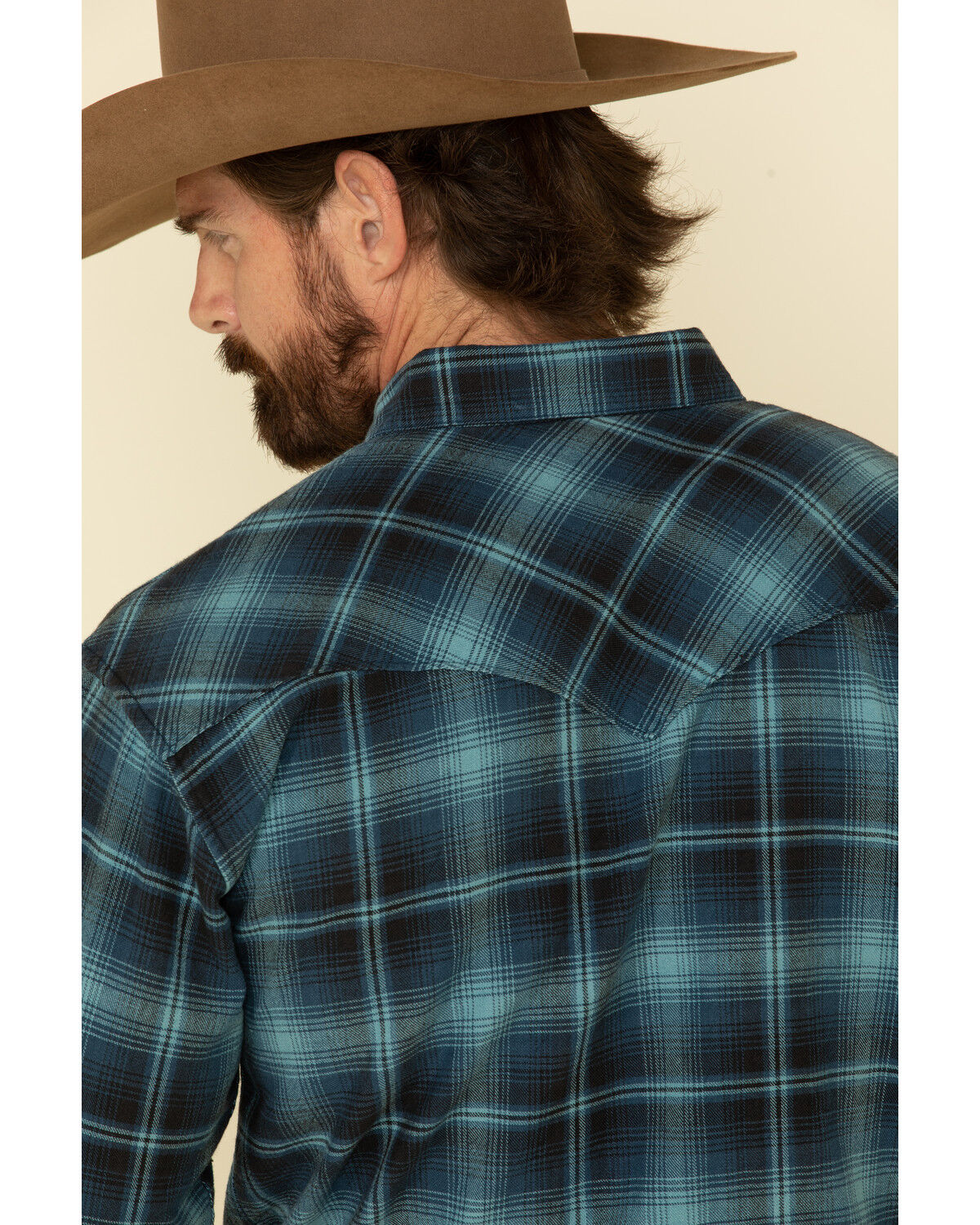Image #5 - Resistol Men's Ombre Large Plaid Print Long Sleeve Western Snap Shirt, Blue, hi-res
