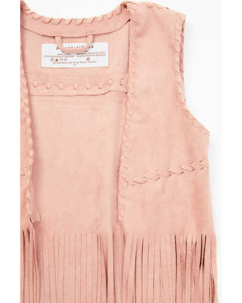 Image #2 - Fornia Toddler Girls' Fringe Faux Suede Vest, Pink, hi-res