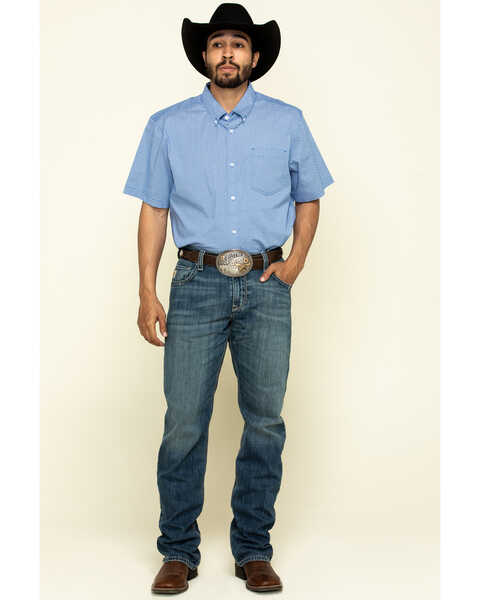 Image #6 - Cody James Core Men's Lone Star Geo Print Short Sleeve Western Shirt , Royal Blue, hi-res