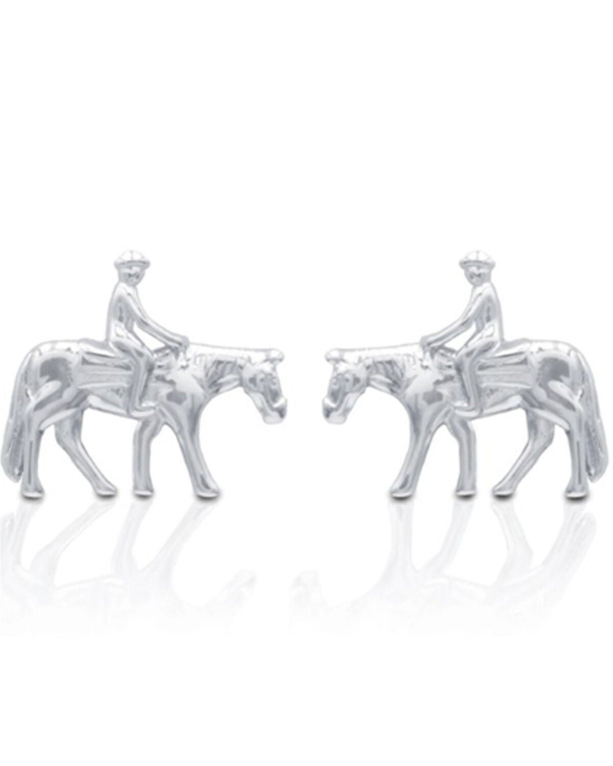 Image #1 - Kelly Herd Women's Silver Western Horse & Rider Stud Earrings, Silver, hi-res